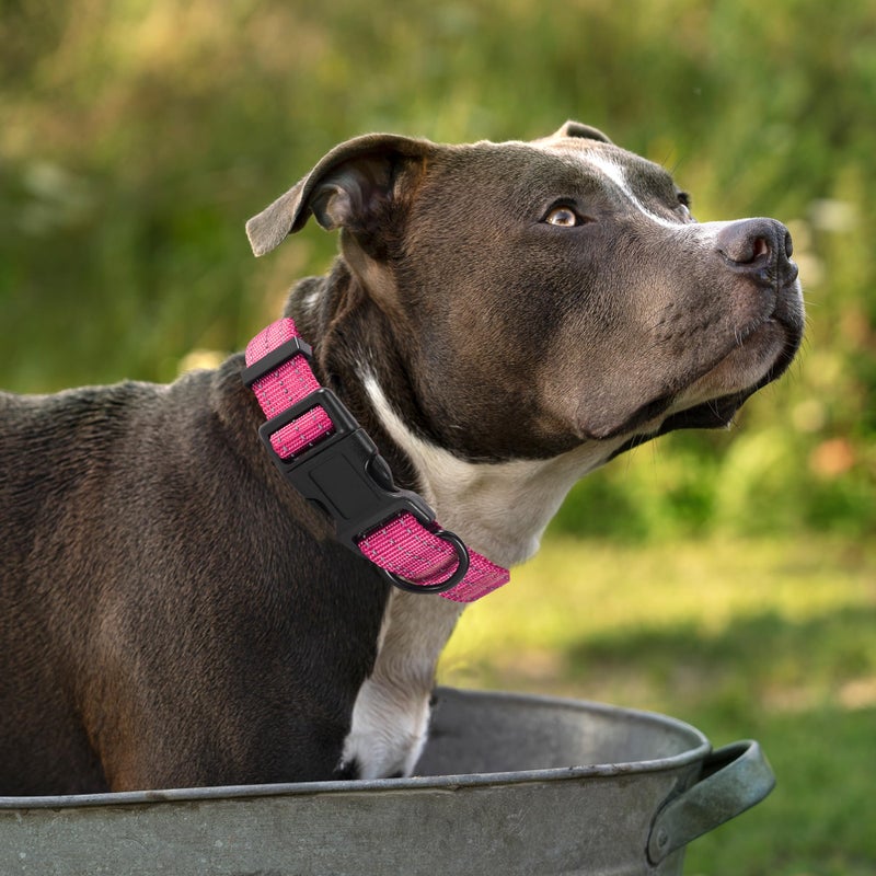 Mile High Life Dog Collar | Nylon Reflective Dog Collars | Light Weight Puppy Collars | Pink Dog Collars for Small Dogs (Solid Pink, X-Small) - Image 2